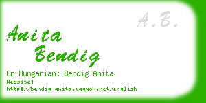 anita bendig business card